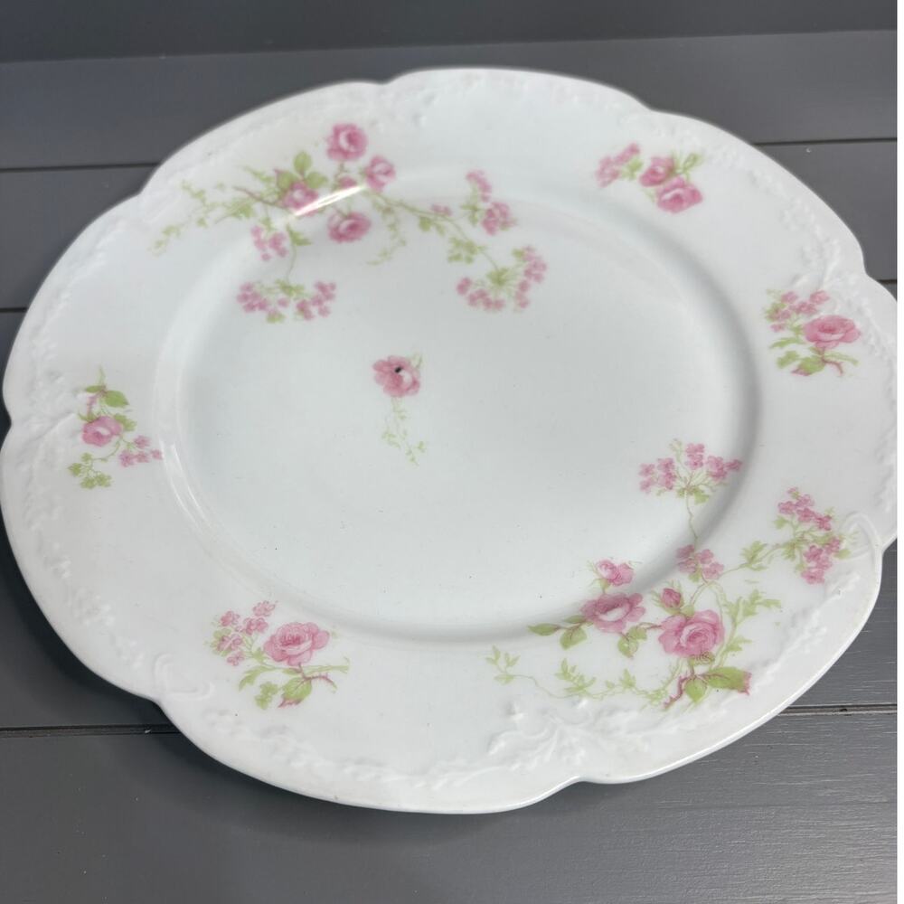 Vintage Limoges France “Old Abbey” Floral Gold Trim Dinner Plate